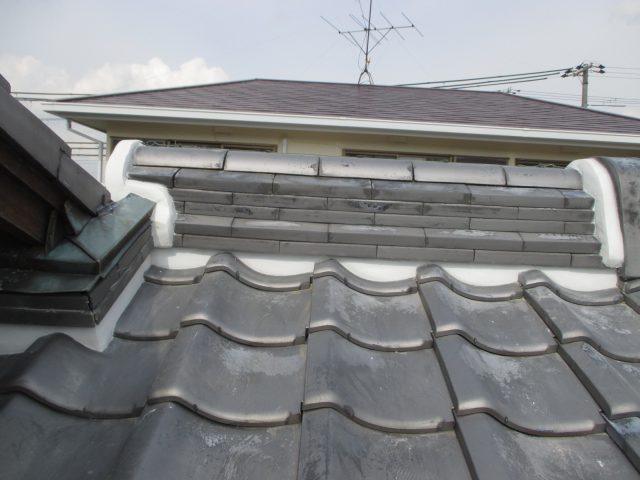 小野市の漆喰取り直し後の棟